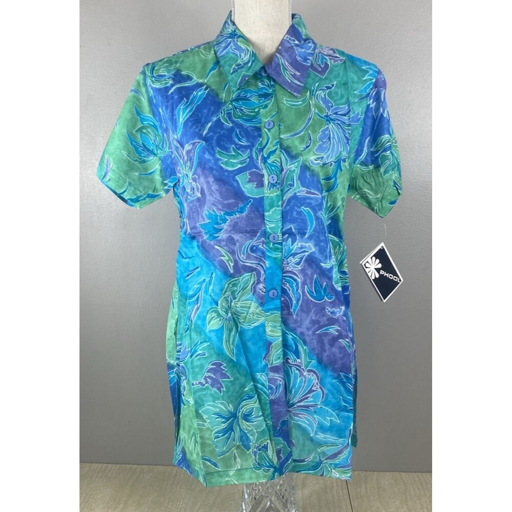 VTG PHOOL Hillary Duff Duster Womens Size S Floral Tunic Blouse Style 3815 NWT